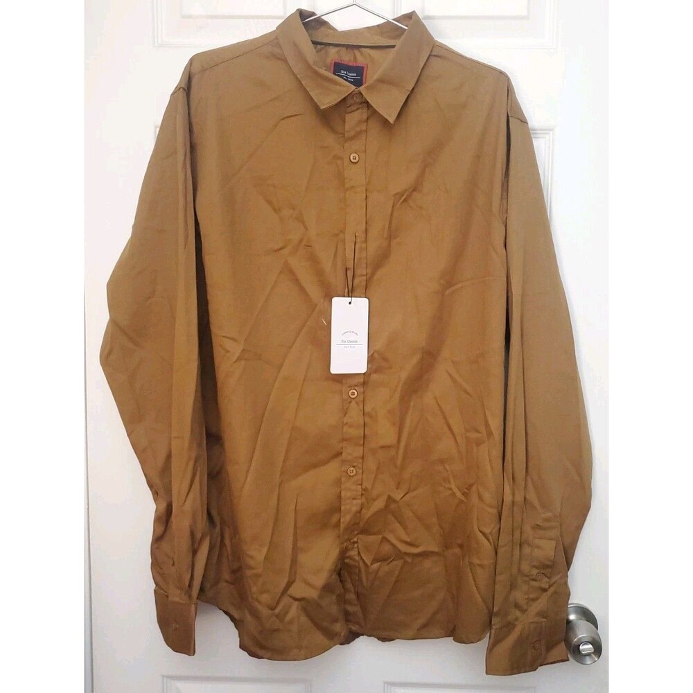 NWT Six Lincoln New York Men's Copper Brown Long Sleeve Button Down Size 2XL